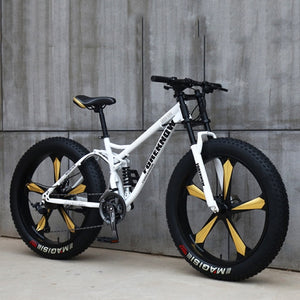 26 Inch Moutain Bike Beach Snowmobile Fat Bike Super Wide Tires Sports Cycling Bicycle 27 Speed Off Road Racing Student Bike