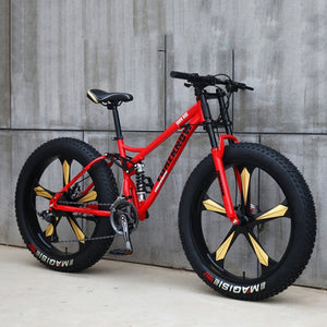 26 Inch Moutain Bike Beach Snowmobile Fat Bike Super Wide Tires Sports Cycling Bicycle 27 Speed Off Road Racing Student Bike