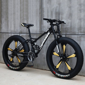 26 Inch Moutain Bike Beach Snowmobile Fat Bike Super Wide Tires Sports Cycling Bicycle 27 Speed Off Road Racing Student Bike