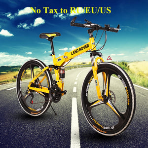 Folding Road Bicycle Mountain Bike 21 24 27 Speeds One Wheel Double Disc Brake Bike 26 Inch Mountain Bike