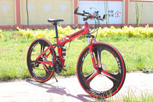 Folding Road Bicycle Mountain Bike 21 24 27 Speeds One Wheel Double Disc Brake Bike 26 Inch Mountain Bike