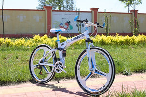 Folding Road Bicycle Mountain Bike 21 24 27 Speeds One Wheel Double Disc Brake Bike 26 Inch Mountain Bike