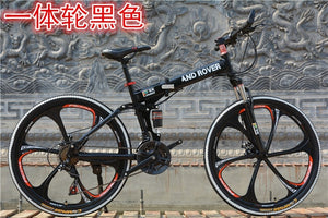 Folding Road Bicycle Mountain Bike 21 24 27 Speeds One Wheel Double Disc Brake Bike 26 Inch Mountain Bike