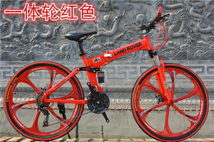 Folding Road Bicycle Mountain Bike 21 24 27 Speeds One Wheel Double Disc Brake Bike 26 Inch Mountain Bike