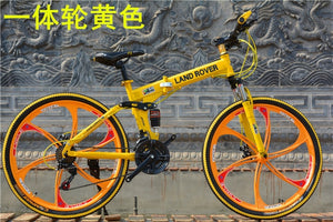 Folding Road Bicycle Mountain Bike 21 24 27 Speeds One Wheel Double Disc Brake Bike 26 Inch Mountain Bike